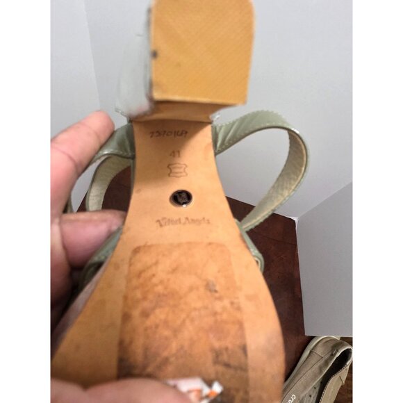 Velvet ANGEL Metallic Silver & Olive Green Strappy High Heel Sandals Buckle Clos - Picture 7 of 14